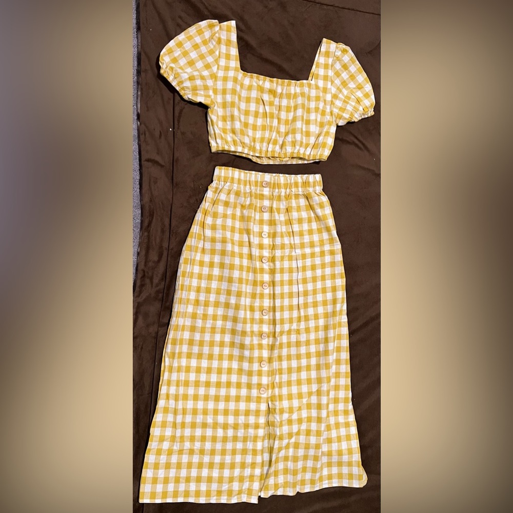 Yellow plaid 2 piece set
